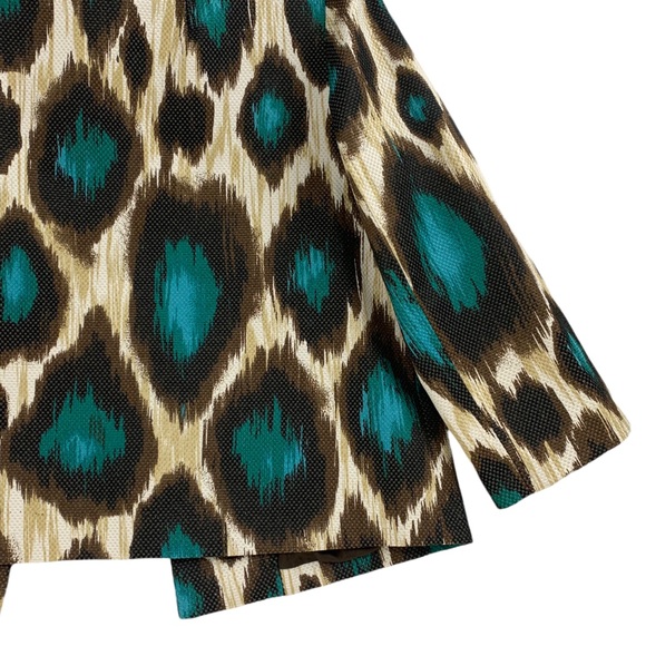 Large Print Leopard Brown & Turquoise Swing Blazer - Picture 13 of 15